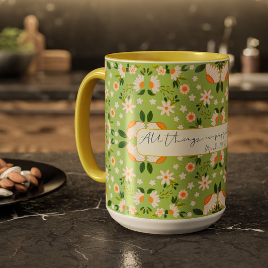 Inspirational Floral Mug - Colorful 11oz & 15oz Coffee Cups with Uplifting Quote