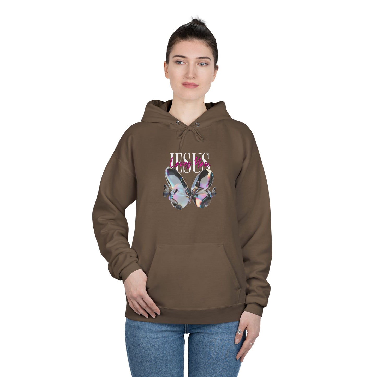 Jesus Loves You Hoodie | John 15:9 & John 13:34 Christian Butterfly Sweatshirt.