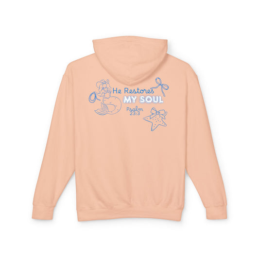 He Restores My Soul Hoodie for Women – Lightweight Christian Sweatshirt – Psalm 23:3 Bible Verse Faith Hoodie
