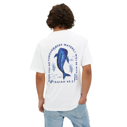 Christian Men’s Oversized Tee | Walk Through Deep Waters Isaiah 43:2