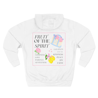 Fruit of the Spirit Three-Panel Fleece Hoodie - Inspirational Sweatshirt for Faith, Kindness, Joy and Peace, Motivational Gift for Holidays