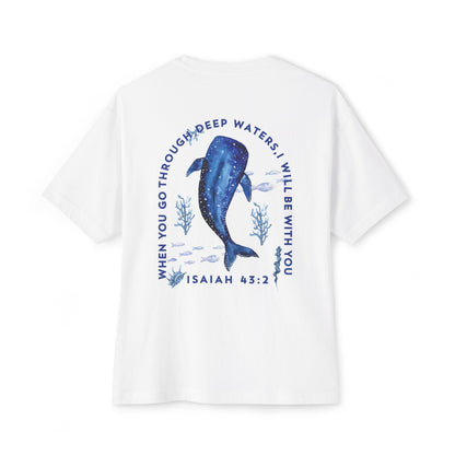 Christian Men’s Oversized Tee | Walk Through Deep Waters Isaiah 43:2