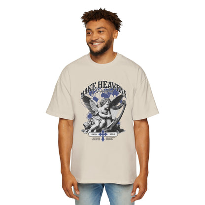 Make Heaven Crowded Oversized T-Shirt | Christian Worship Tee | Premium Heavy Weight Faith Apparel | Angel Harp Design | Faith & Flow