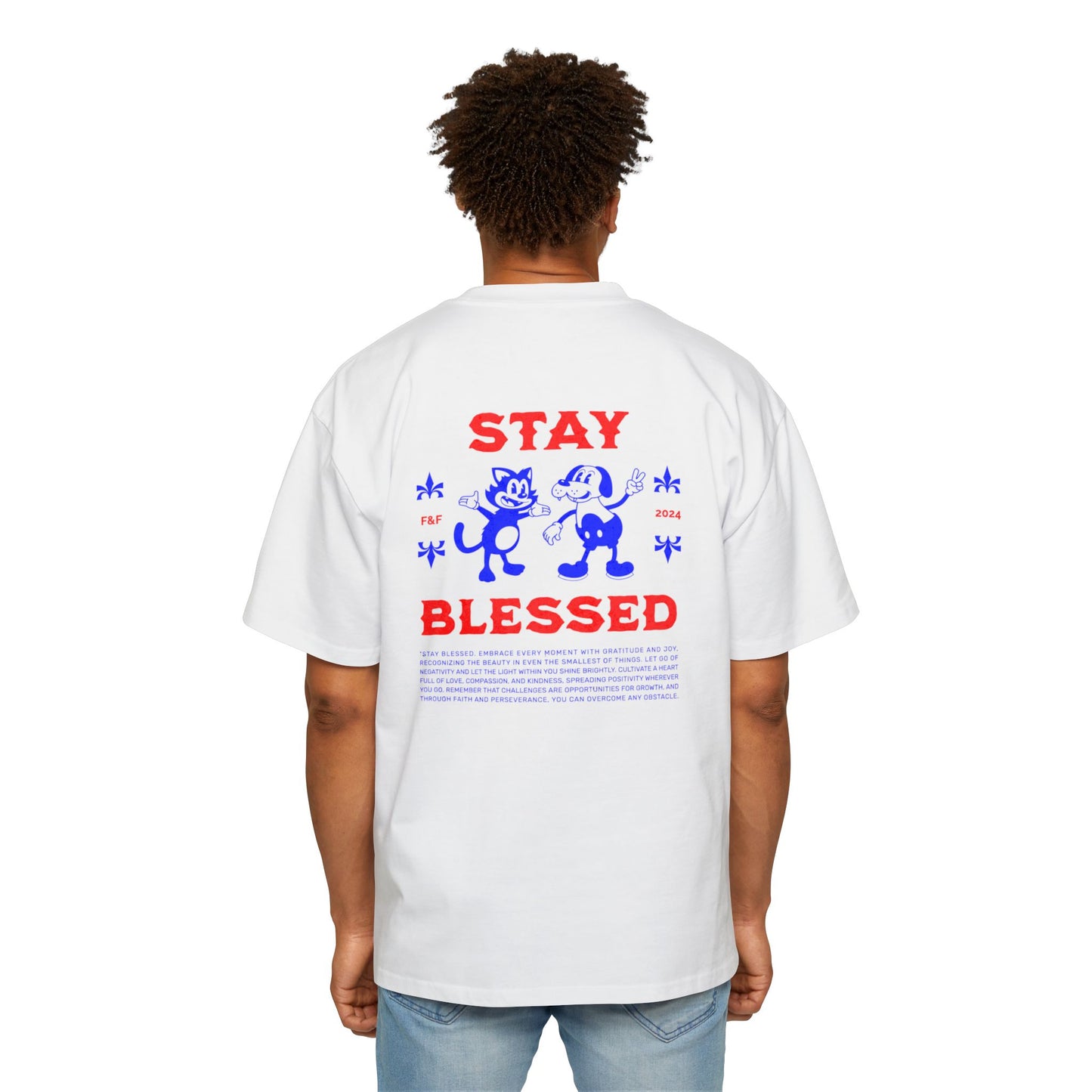 Stay Blessed Oversized T-Shirt | Retro Christian Tee | Premium Heavy Weight Vintage Faith Apparel | Gratitude & Joy Design | Faith & Flow