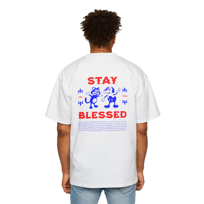 Stay Blessed Oversized T-Shirt | Retro Christian Tee | Premium Heavy Weight Vintage Faith Apparel | Gratitude & Joy Design | Faith & Flow