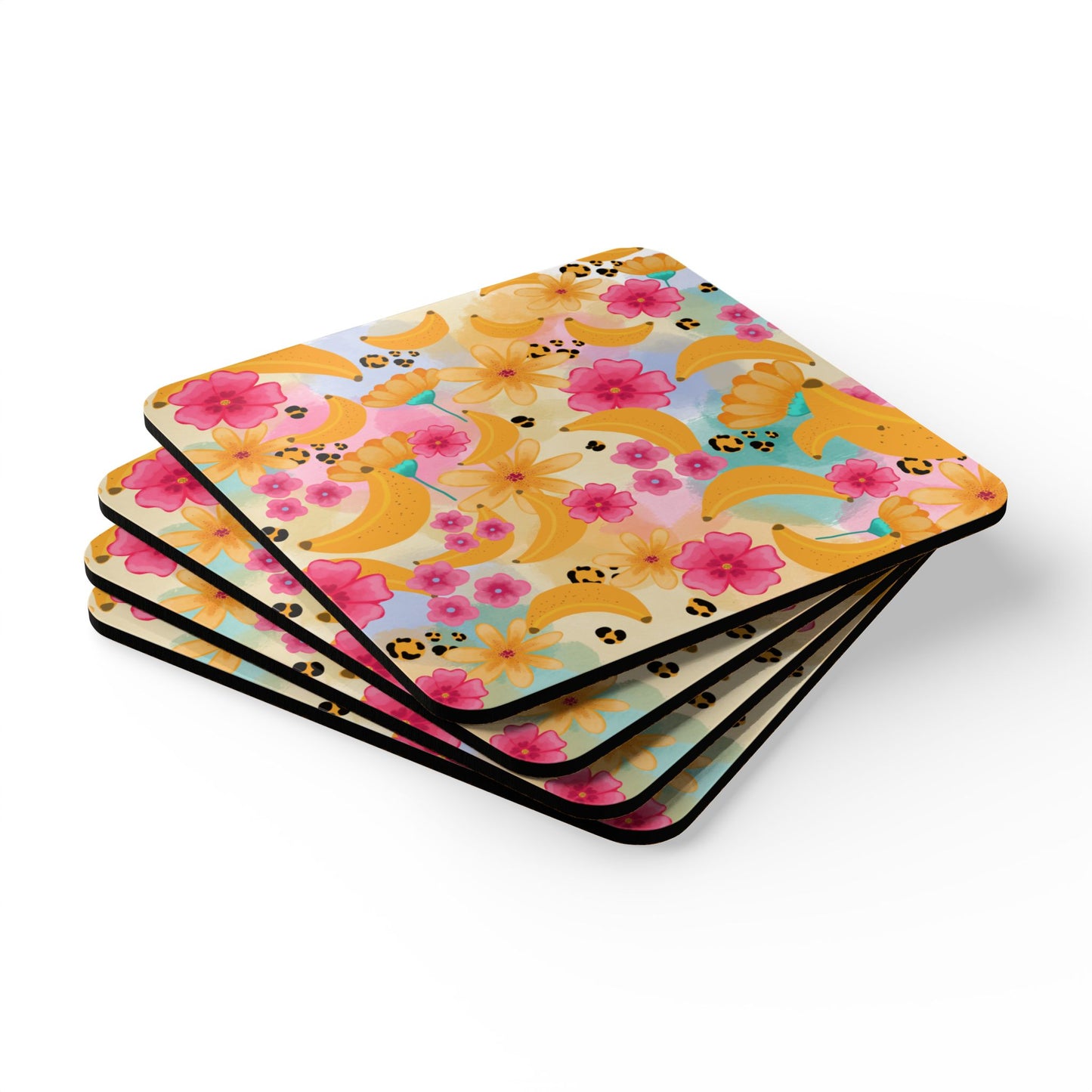Colorful Floral Cork Coaster Set - Perfect for Summer Gatherings and Home Décor