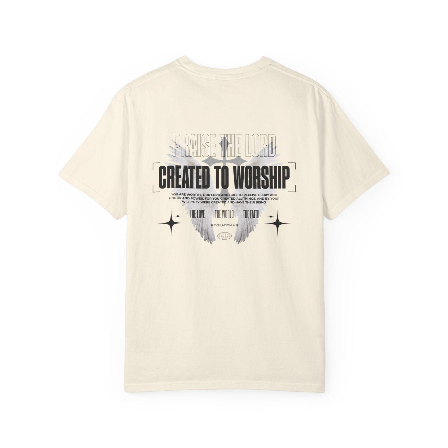 Created to Worship Oversized T-Shirt for Men | Revelation 4:11 Christian Tee | Praise the Lord Shirt | Premium Garment-Dyed Cotton