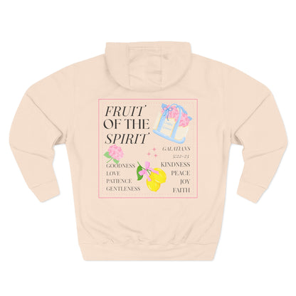 Fruit of the Spirit Three-Panel Fleece Hoodie - Inspirational Sweatshirt for Faith, Kindness, Joy and Peace, Motivational Gift for Holidays