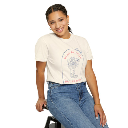 Walk by Faith Not by Sight Shirt – Christian Cowgirl Tee for Women | Floral Western Faith T-Shirt
