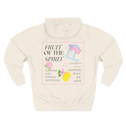 Fruit of the Spirit Three-Panel Fleece Hoodie - Inspirational Sweatshirt for Faith, Kindness, Joy and Peace, Motivational Gift for Holidays