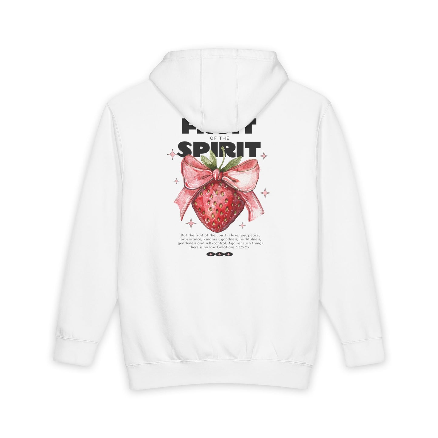 Womens Premium Christian Hoodie Fruit of the Spirit (Galatians 5:22–23 Strawberry Design)