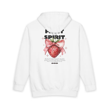 Womens Premium Christian Hoodie Fruit of the Spirit (Galatians 5:22–23 Strawberry Design)