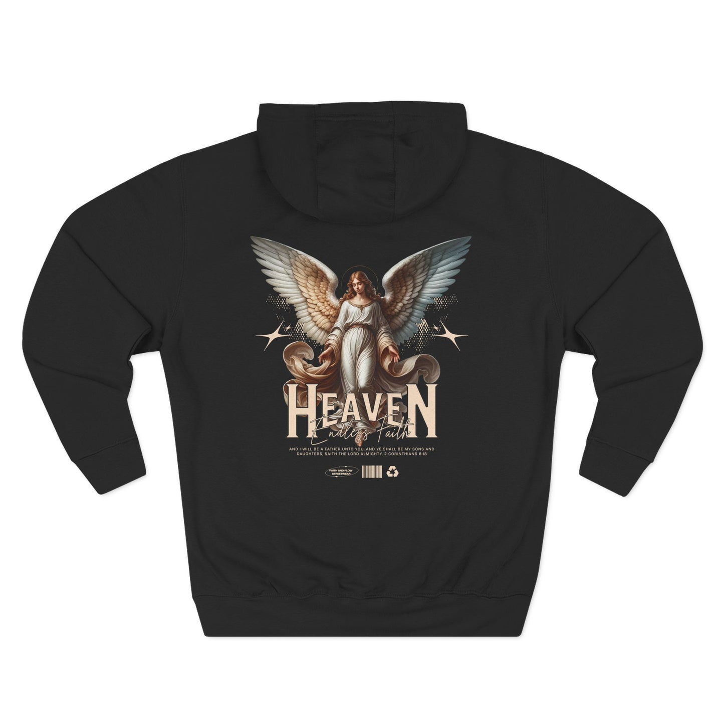 Heaven Endless Faith Oversized Hoodie | 2 Corinthians 6:18 Christian Hoodie | Angel Wings Design | Premium Garment-Dyed Cotton