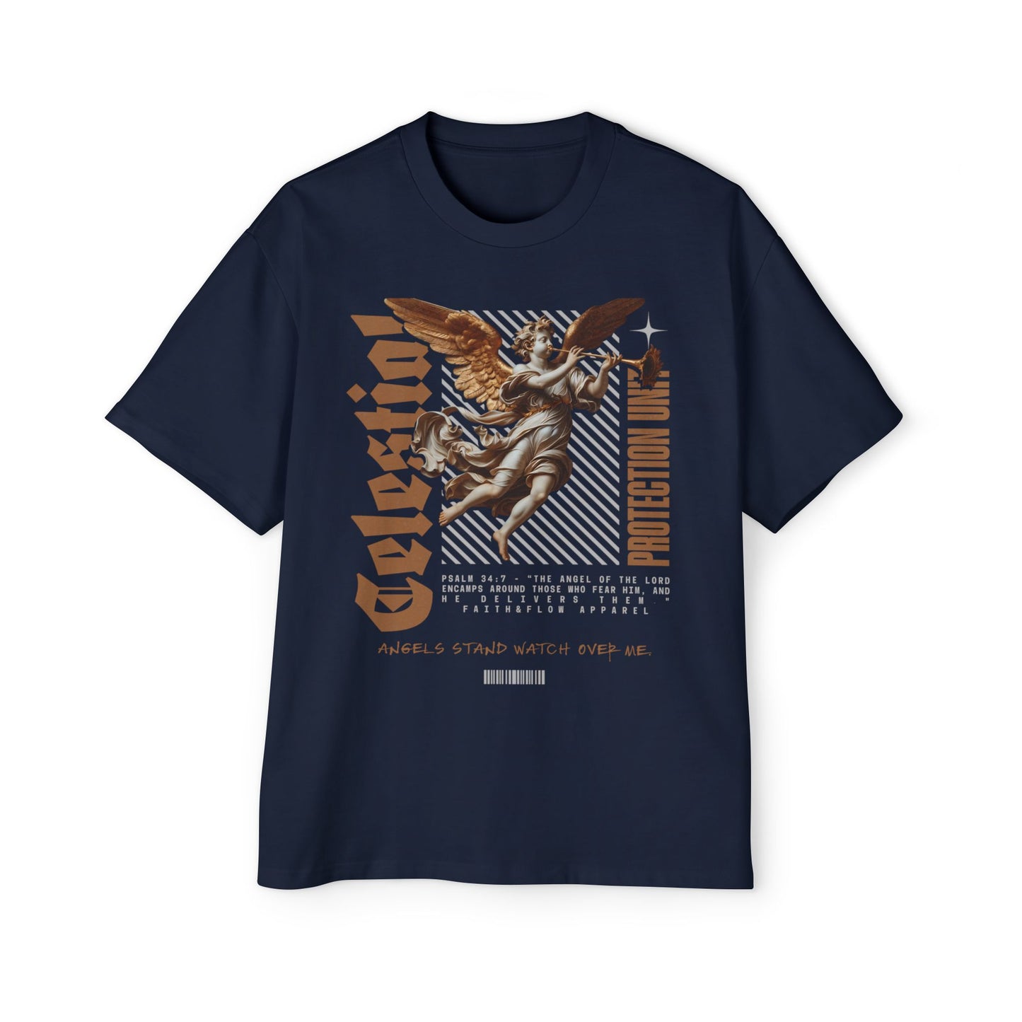 Guardian Protection Unit Christian T-Shirt | Psalm 34:7 Angel Protection Tee | Oversized Heavy Weight Faith Shirt | Street Wear Shirt | Faith & Flow