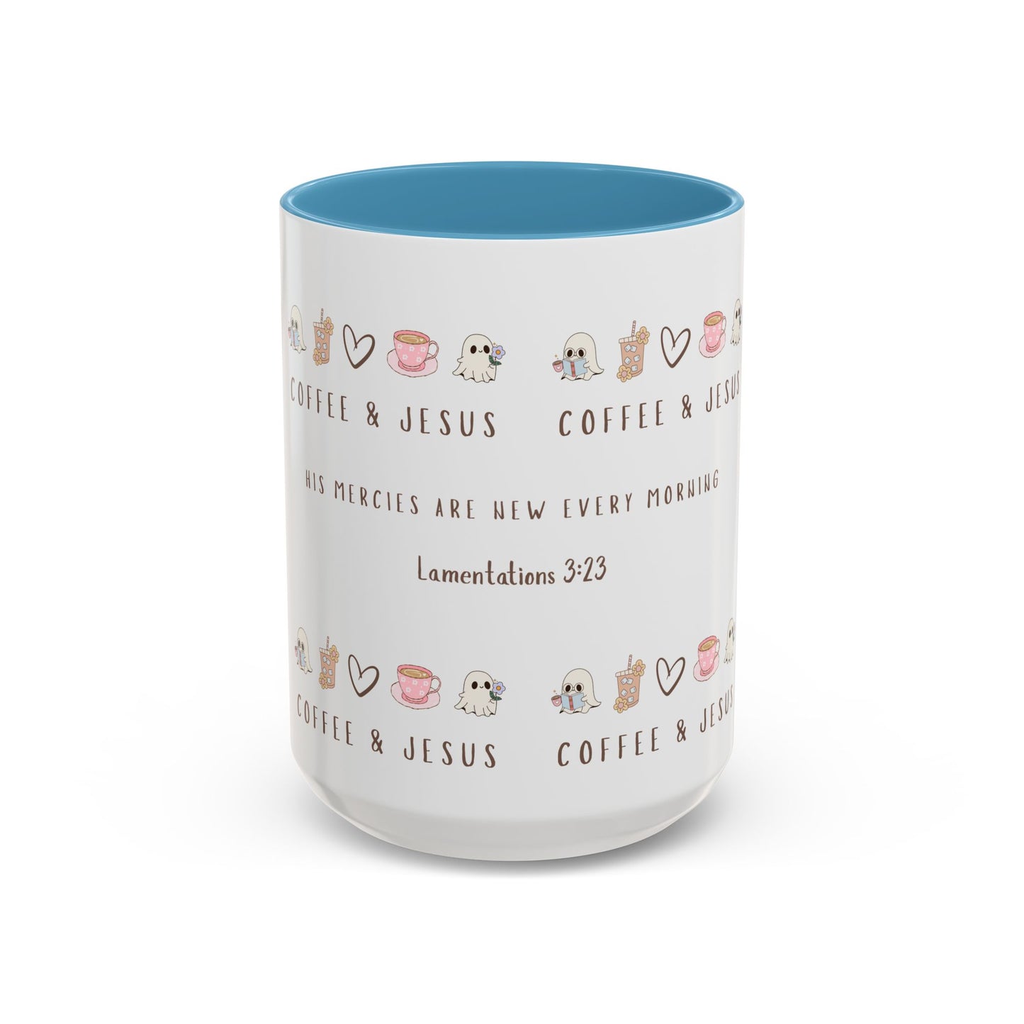 Coffee and Jesus Mug – Lamentations 3:23 Bible Verse Christian Coffee Mug for Women (11oz, 15oz)