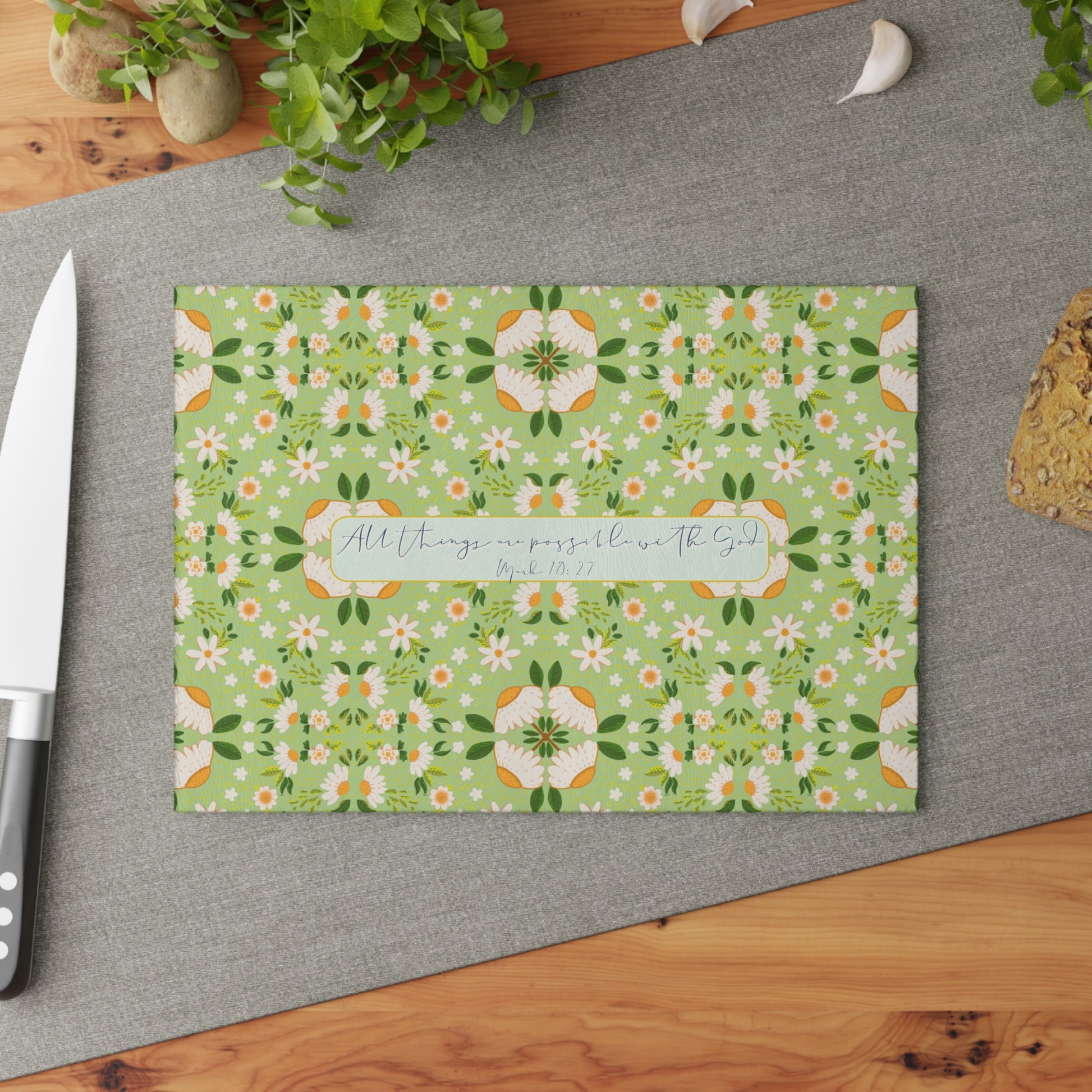 christian glass cutting board floral faith kitchen decor lifestyle