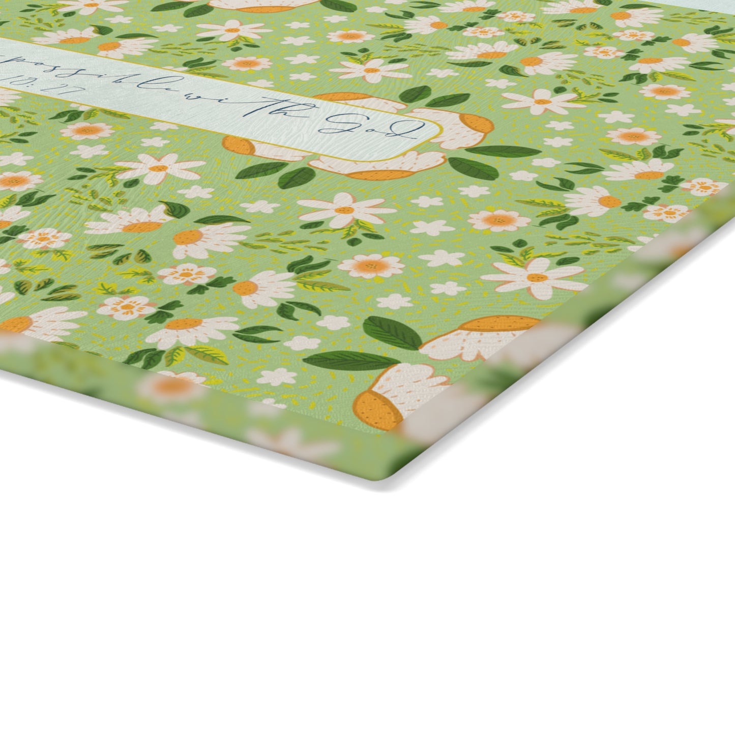 Floral Glass Cutting Board - 'All Things Are Possible' Inspirational Kitchen Decor