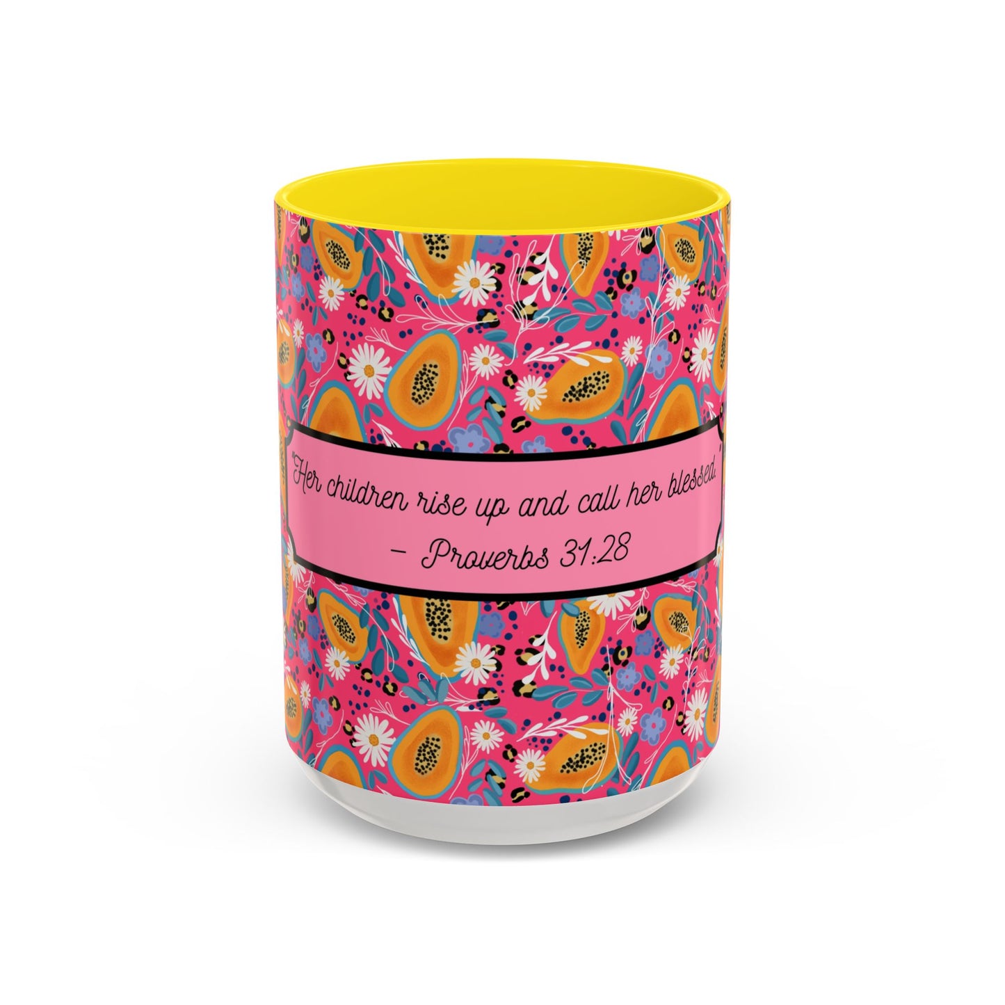 christian floral mug 15oz black proverbs 31:28 women