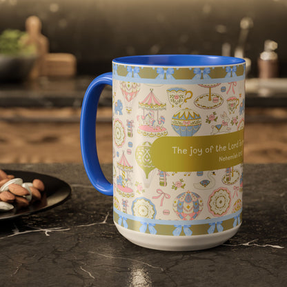 Faith-Inspired Mug with Bible Verse Christian Coffee Cup – “The Joy of the Lord is My Strength” Nehemiah 8:10