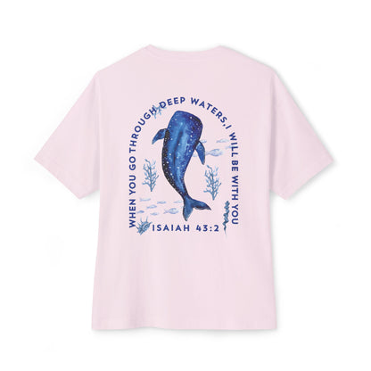 Christian Men’s Oversized Tee | Walk Through Deep Waters Isaiah 43:2