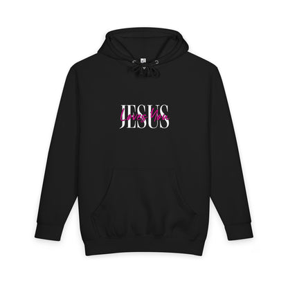 Womens Premium Christian Hoodie Jesus Loves You Butterfly (John 15:9, John 13:34) – Heavyweight Pullover