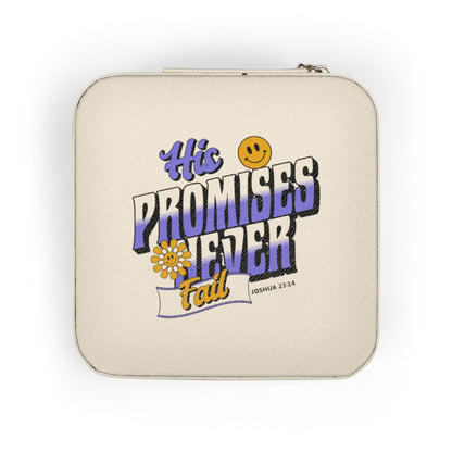 His Promises Never Fail Christian Jewelry Travel Case | Faith-Based Organizer with Scripture | Joshua 23:14 | Compact Storage | Faith & Flow