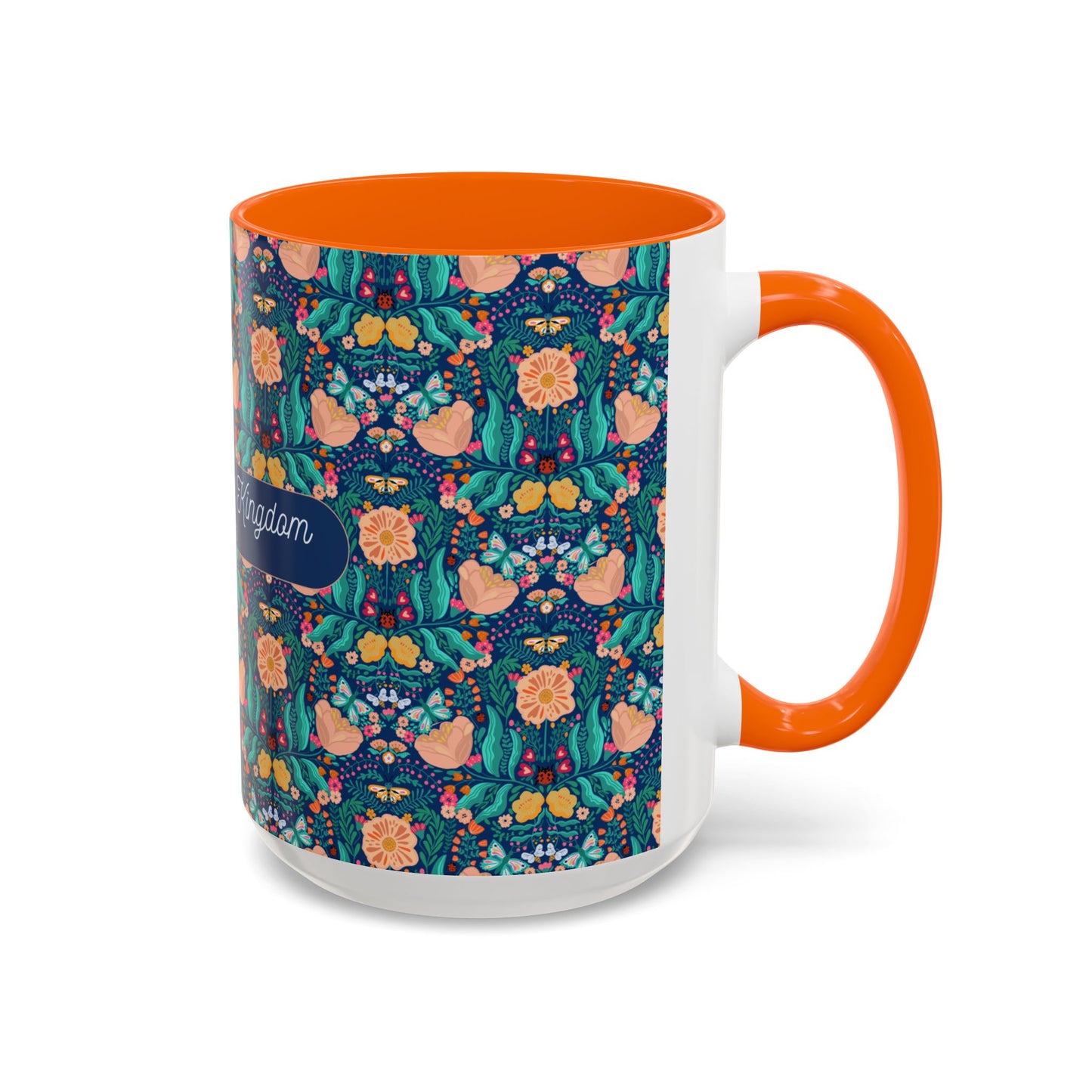 Inspirational Floral Accent Coffee Mug - Seek First His Kingdom - Matthew 6:33
