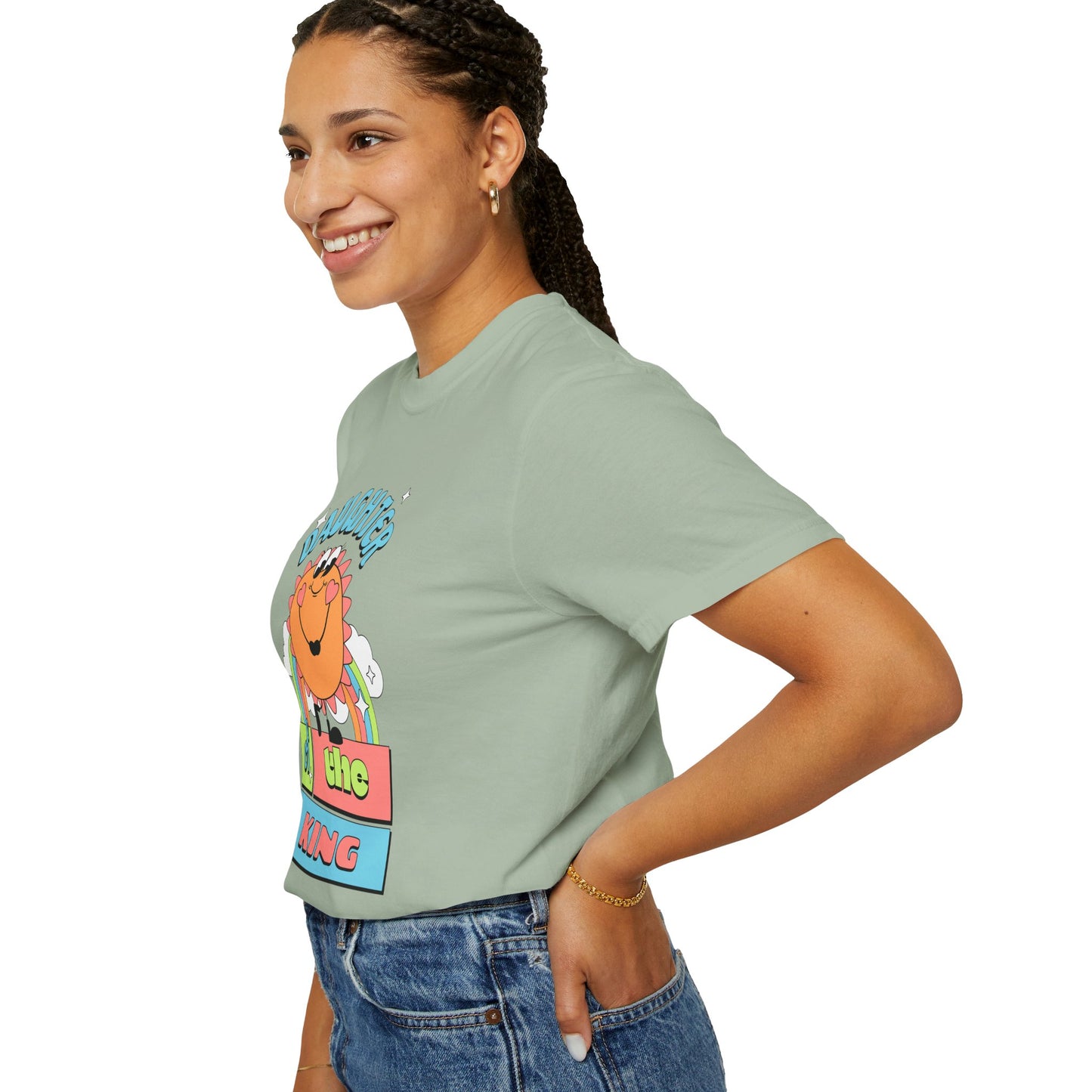 Daughter of the King Women's Christian T-Shirt | Faith-Based Tee with Rainbow & Sunshine Design | Inspirational Royal Identity Shirt | Faith & Flow