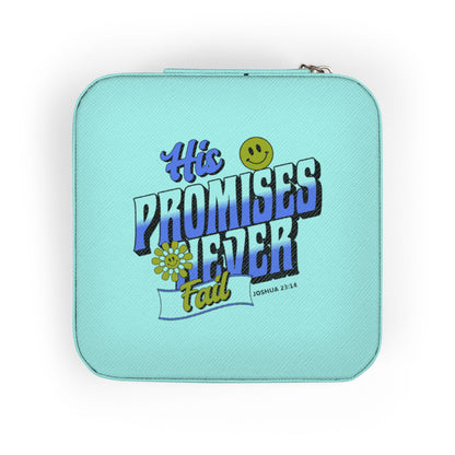 His Promises Never Fail Christian Jewelry Travel Case | Faith-Based Organizer with Scripture | Joshua 23:14 | Compact Storage | Faith & Flow