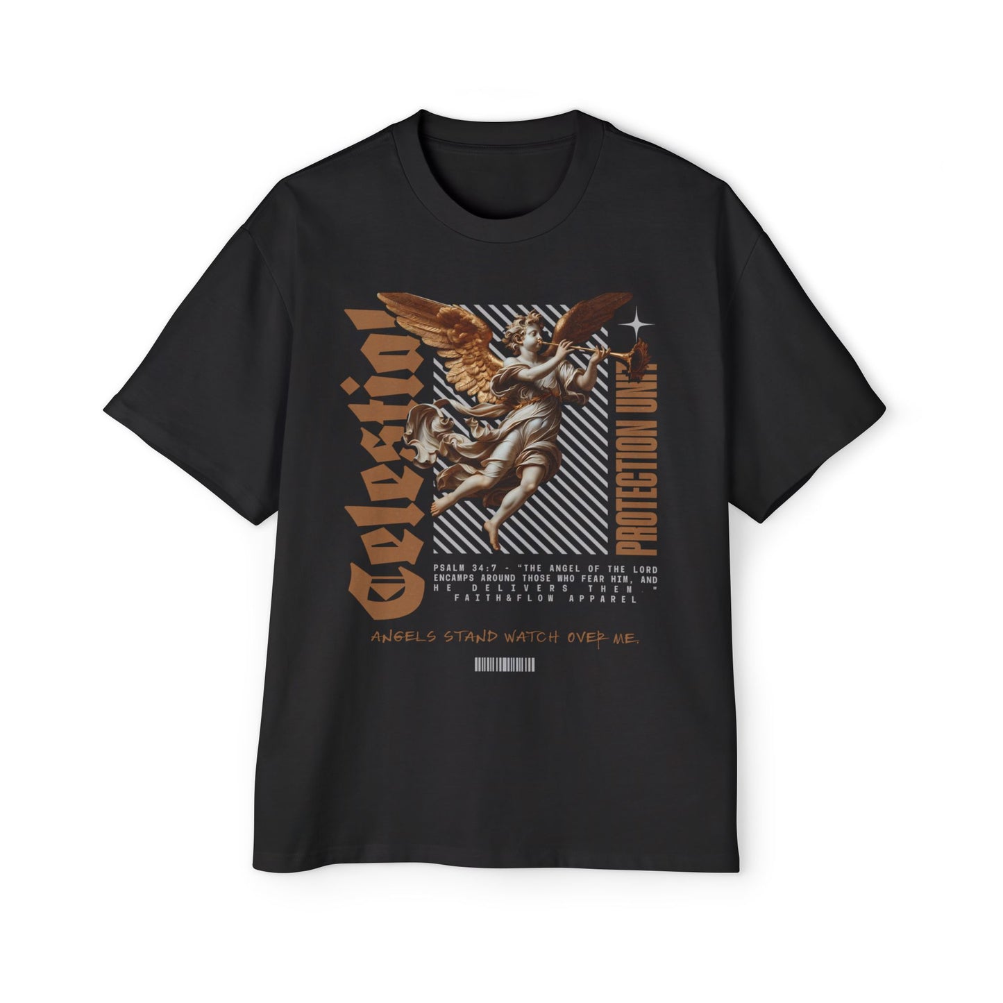 Guardian Protection Unit Christian T-Shirt | Psalm 34:7 Angel Protection Tee | Oversized Heavy Weight Faith Shirt | Street Wear Shirt | Faith & Flow