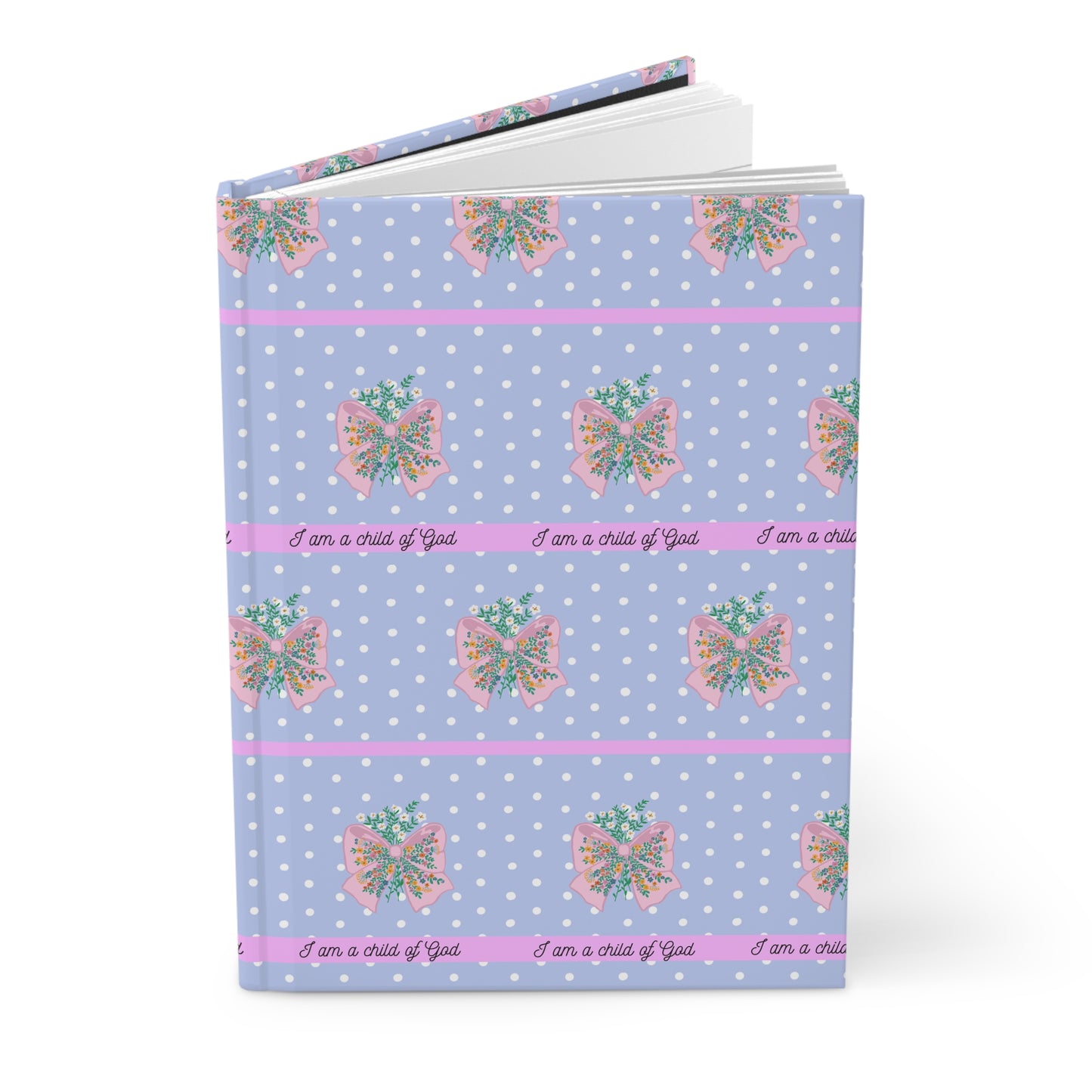 Inspirational Hardcover Journal - I Am a Child of God - Polka Dot Design