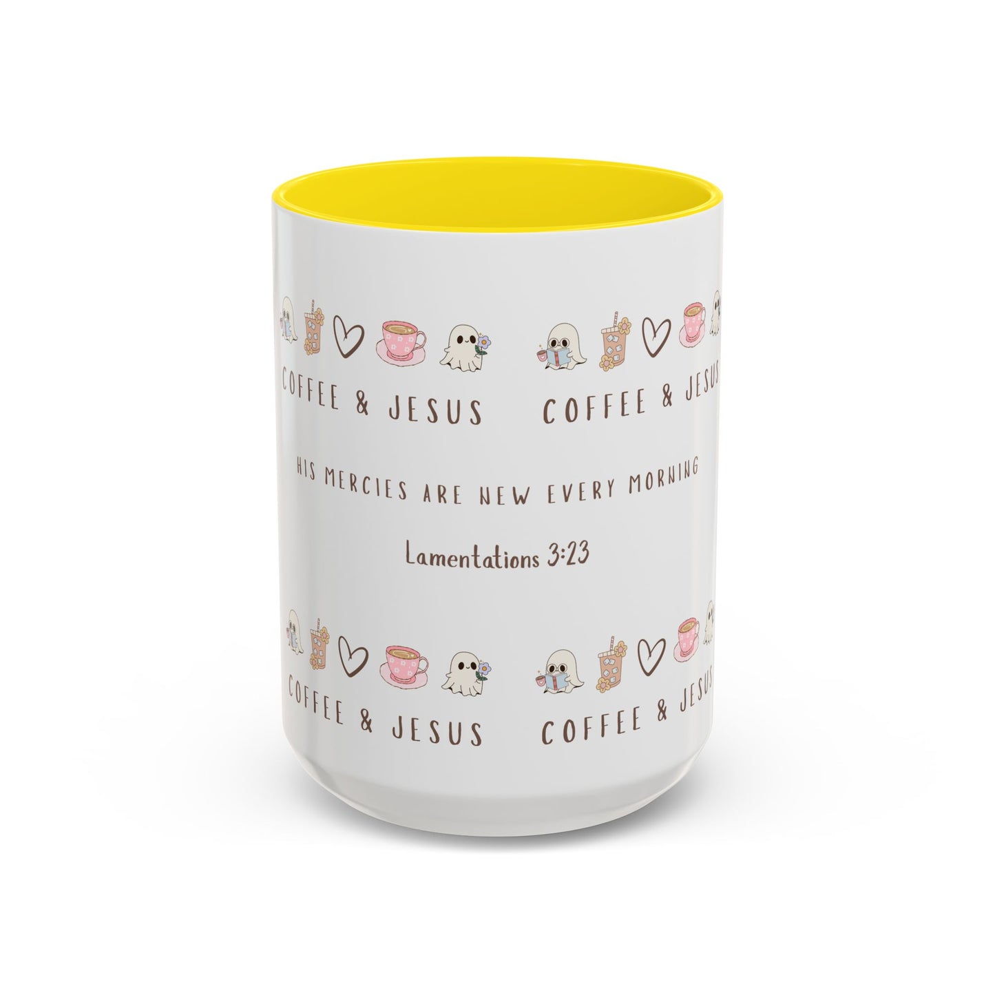 Coffee and Jesus Mug – Lamentations 3:23 Bible Verse Christian Coffee Mug for Women (11oz, 15oz)