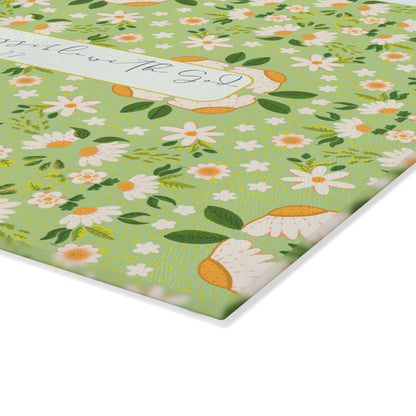 Floral Glass Cutting Board - 'All Things Are Possible' Inspirational Kitchen Decor
