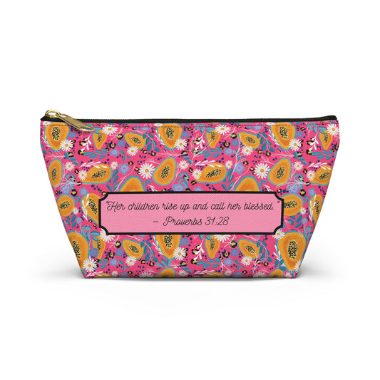 Mother’s Day Floral Accessory Pouch – Proverbs 31:28