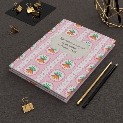Coquette Inspirational Hardcover Journal - Proverbs 31:28 Design