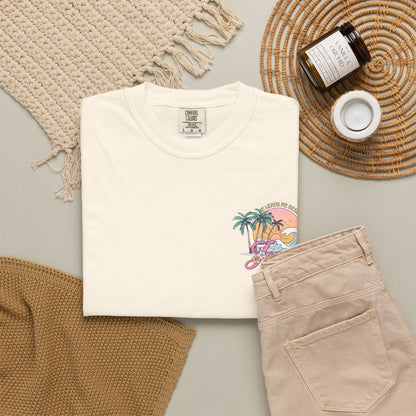 Women's Christian Beach Tee — He Leads Me Beside Still Waters | Psalm 23