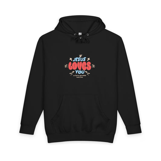 Womens Premium Christian Hoodie Jesus Loves You (John 15:9) – Heavyweight Pullover