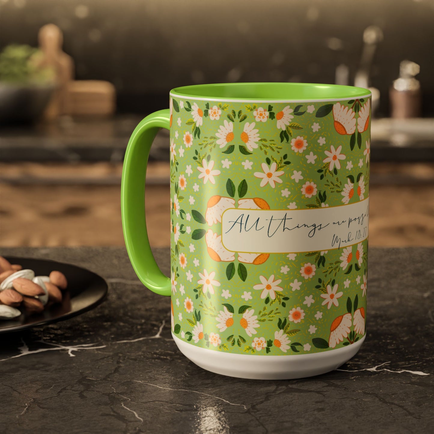 Inspirational Floral Mug - Colorful 11oz & 15oz Coffee Cups with Uplifting Quote