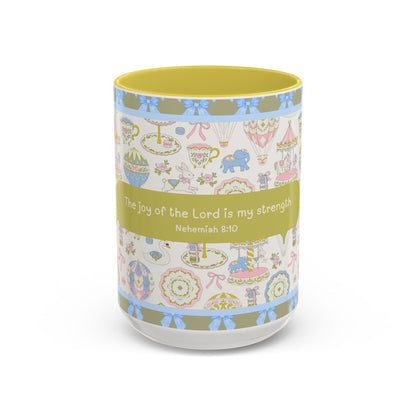 nehemiah 8:10 15oz maroon christian coffee mug women strength