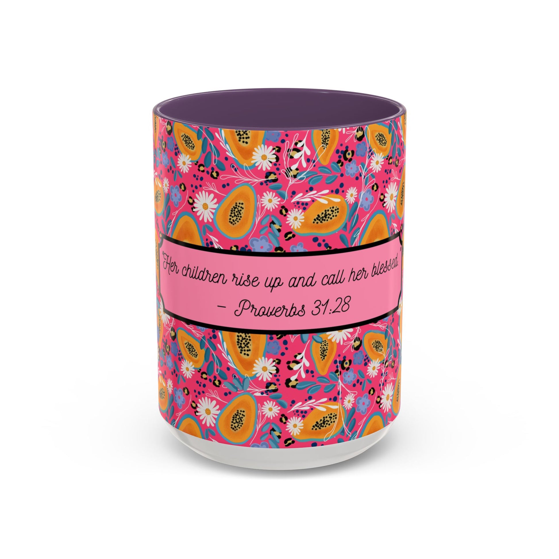 proverbs 31:28 yellow floral christian mug mothers day gift