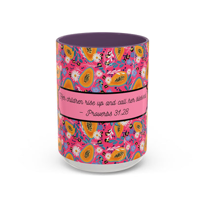 proverbs 31:28 yellow floral christian mug mothers day gift