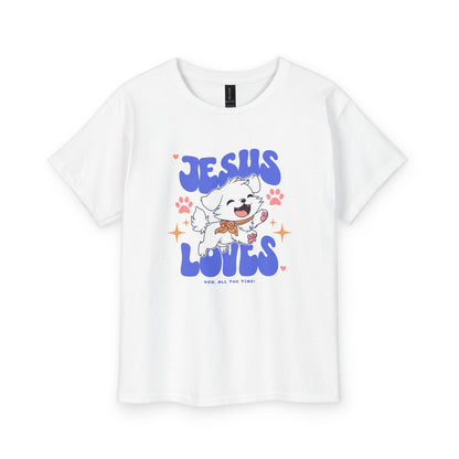 Jesus Loves You Kids' Christian T-Shirt | Faith-Based Tee with Puppy Design | All the Time | Fearfully Made Kids Collection | Faith & Flow