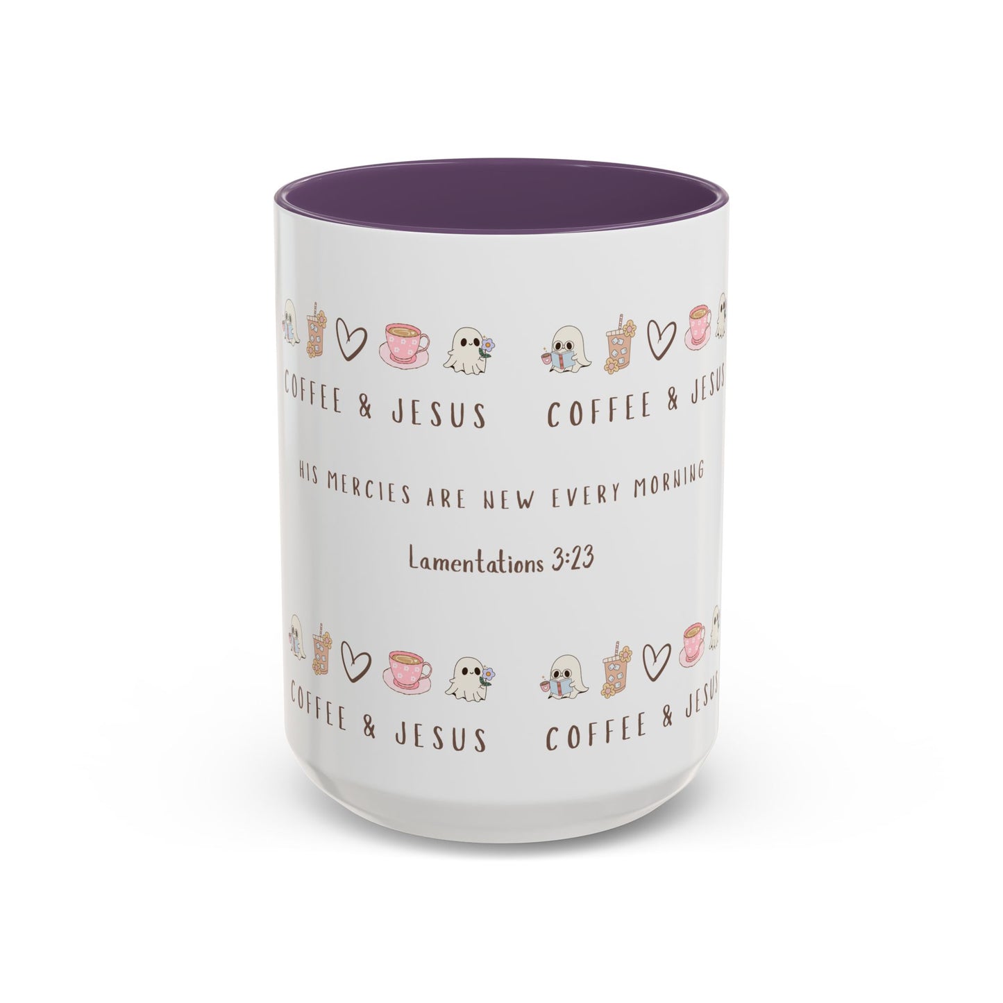 Coffee and Jesus Mug – Lamentations 3:23 Bible Verse Christian Coffee Mug for Women (11oz, 15oz)