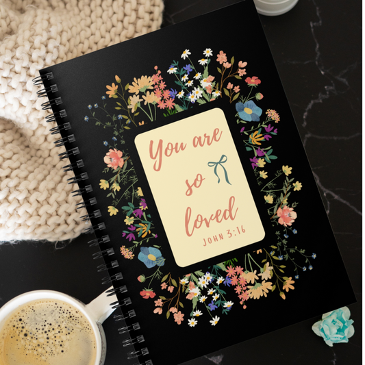Notebook You Are So Loved Floral John 3:16 Gift for Her
