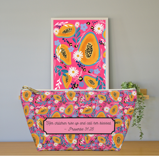 Mother’s Day Floral Accessory Pouch – Proverbs 31:28