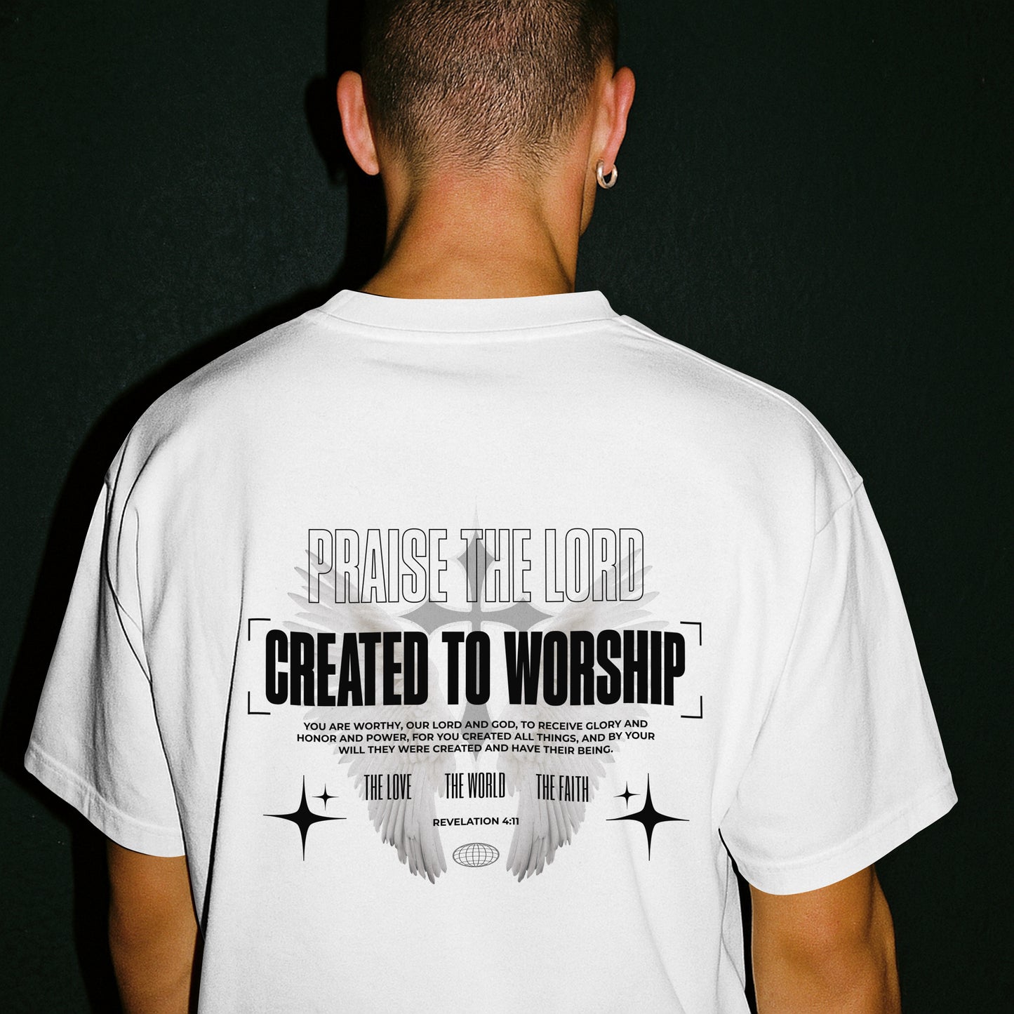 Created to Worship Oversized T-Shirt for Men | Revelation 4:11 Christian Tee | Praise the Lord Shirt | Premium Garment-Dyed Cotton