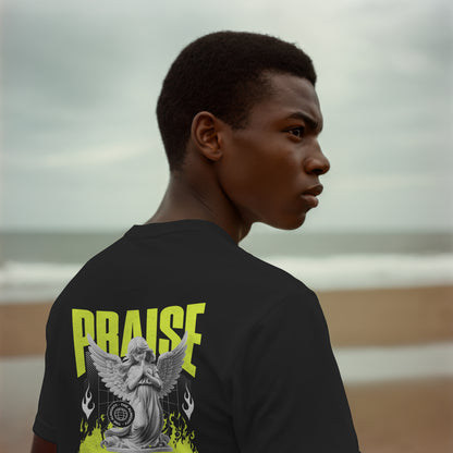Praise Christian T-Shirt | Praying Angel Tee | Premium Quality Faith Apparel | Gratitude Worship Shirt
