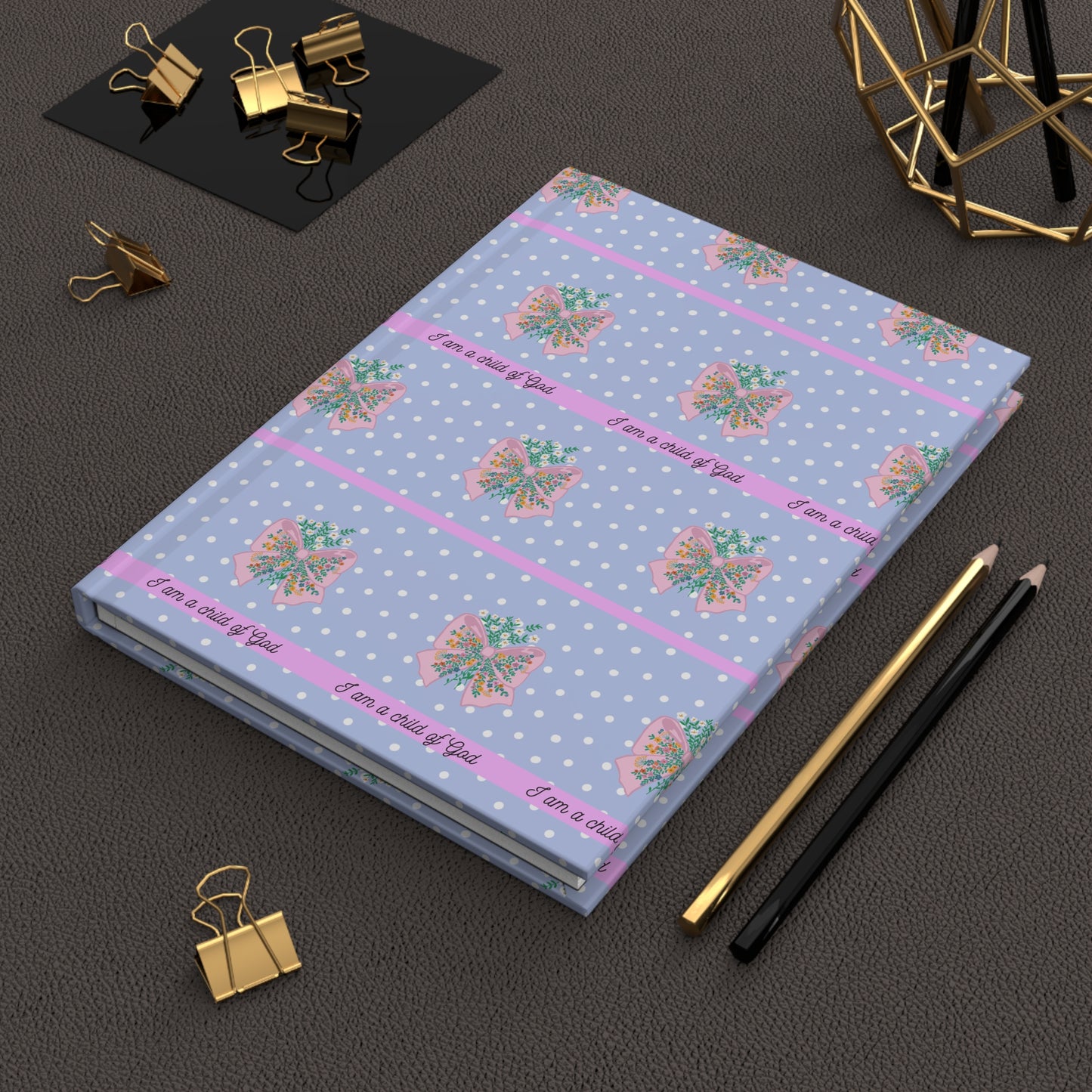 Inspirational Hardcover Journal - I Am a Child of God - Polka Dot Design