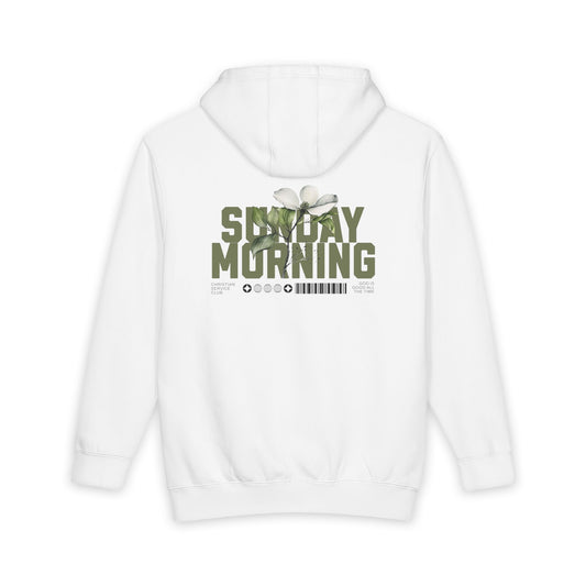 Womens Premium Christian Hoodie Sunday Morning (John 15:9 Faith Hoodie)