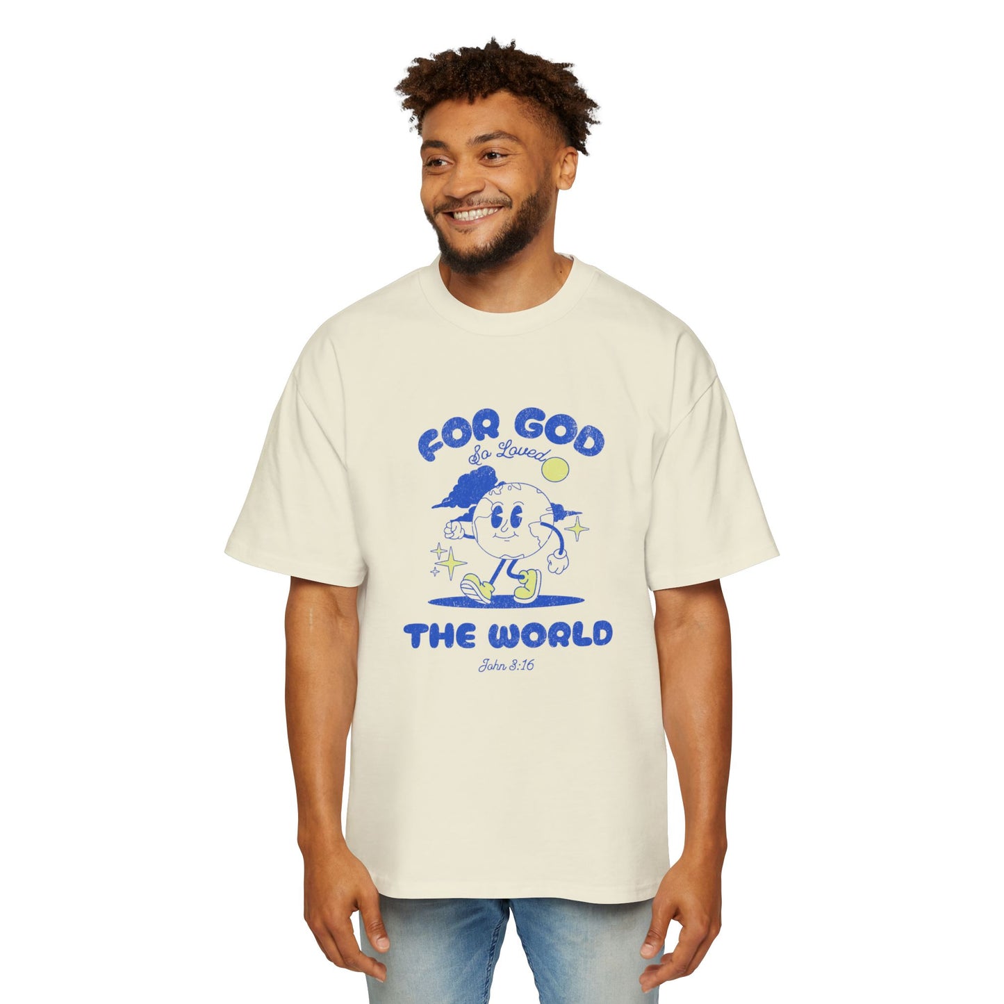 For God So Loved The World Oversized Men's Christian T-Shirt | John 3:16 Faith Tee | Heavyweight Premium Streetwear | Faith & Flow | Gift for Him
